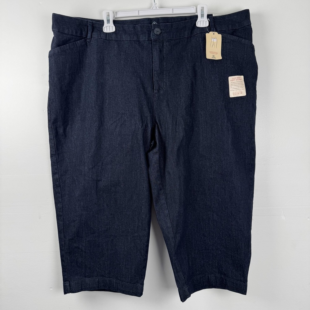 St Johns Bay Capri Pants Womens 24W (44x19) Denim Mid Rise Secretly Slender
